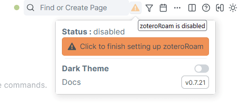 The ZoteroRoam icon in the Roam topbar
